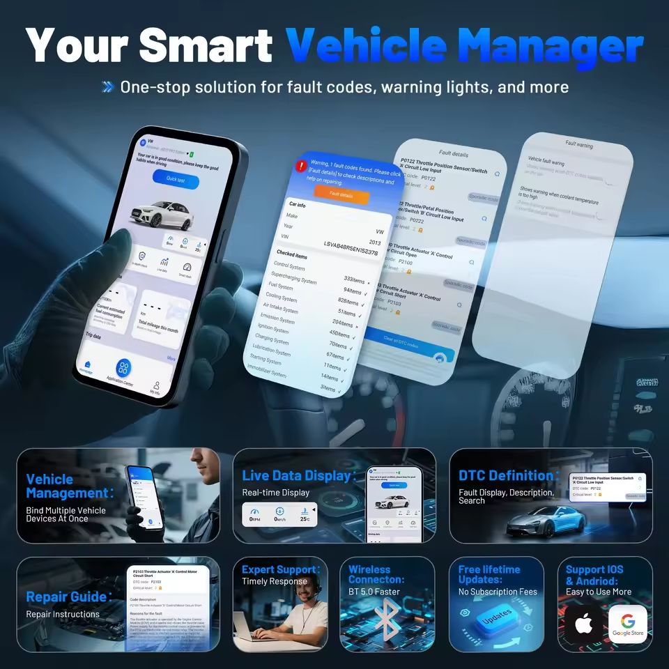 XTOOL Advancer AD20 Pro Bluetooth OBD2 Scanner  FullSystem Diagnostic Tool With Oil Reset  Battery  1