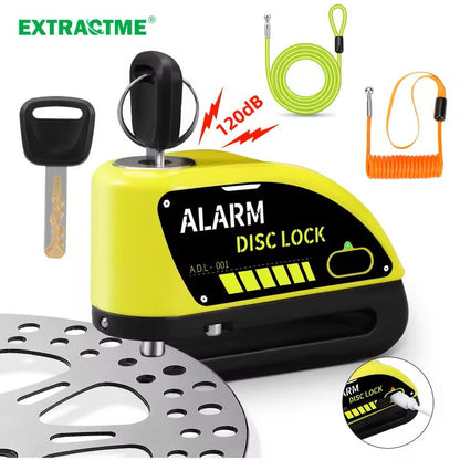 Motorcycle Alarm Disc Brake Lock 120dB Anti Theft Padlock