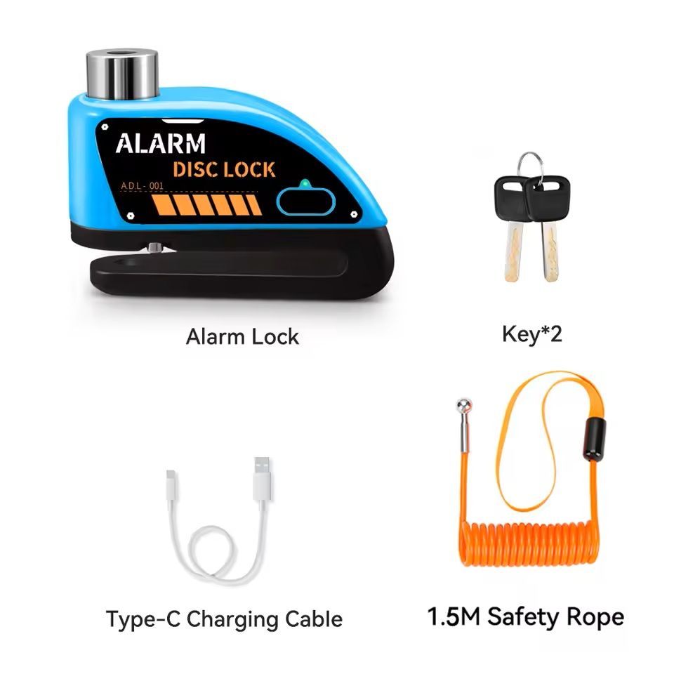 Motorcycle Alarm Disc Brake Lock 120dB Anti Theft Padlock 14
