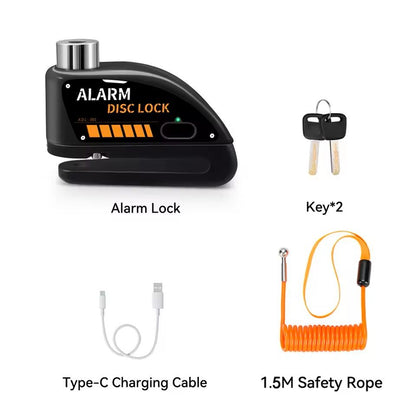 Motorcycle Alarm Disc Brake Lock 120dB Anti Theft Padlock 17