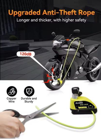 Motorcycle Alarm Disc Brake Lock 120dB Anti Theft Padlock 2