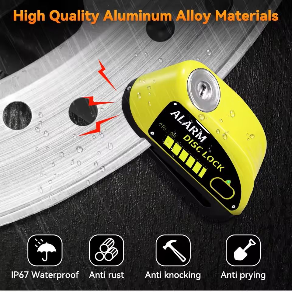 Motorcycle Alarm Disc Brake Lock 120dB Anti Theft Padlock 3