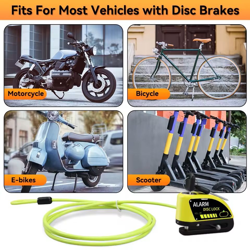 Motorcycle Alarm Disc Brake Lock 120dB Anti Theft Padlock 5