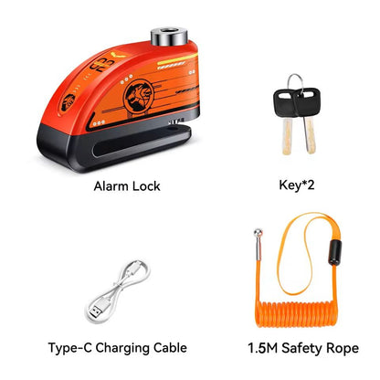 Motorcycle Alarm Disc Brake Lock 120dB Anti Theft Padlock 7