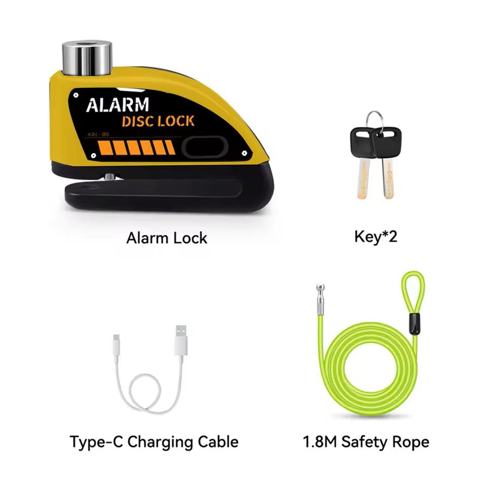 Motorcycle Alarm Disc Brake Lock 120dB Anti Theft Padlock 21