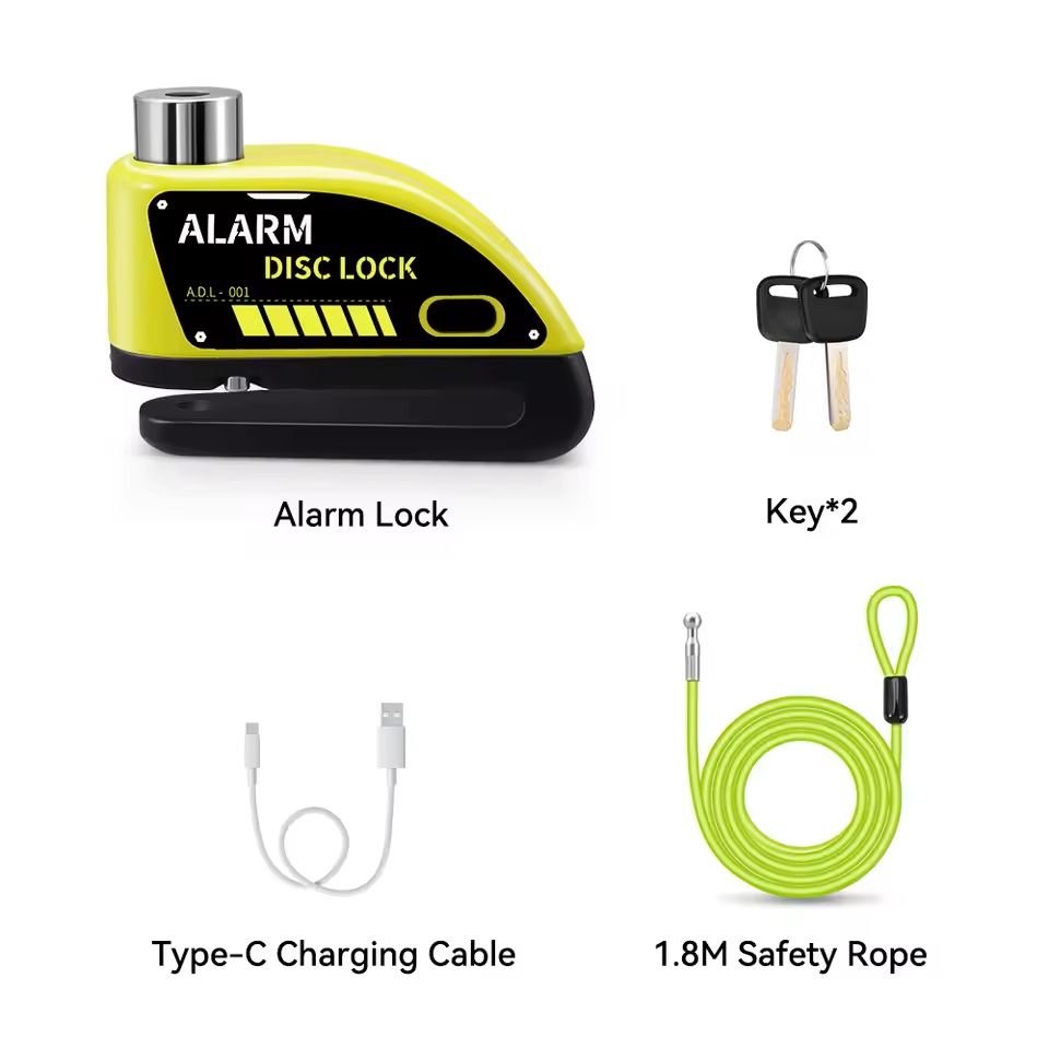 Motorcycle Alarm Disc Brake Lock 120dB Anti Theft Padlock 22