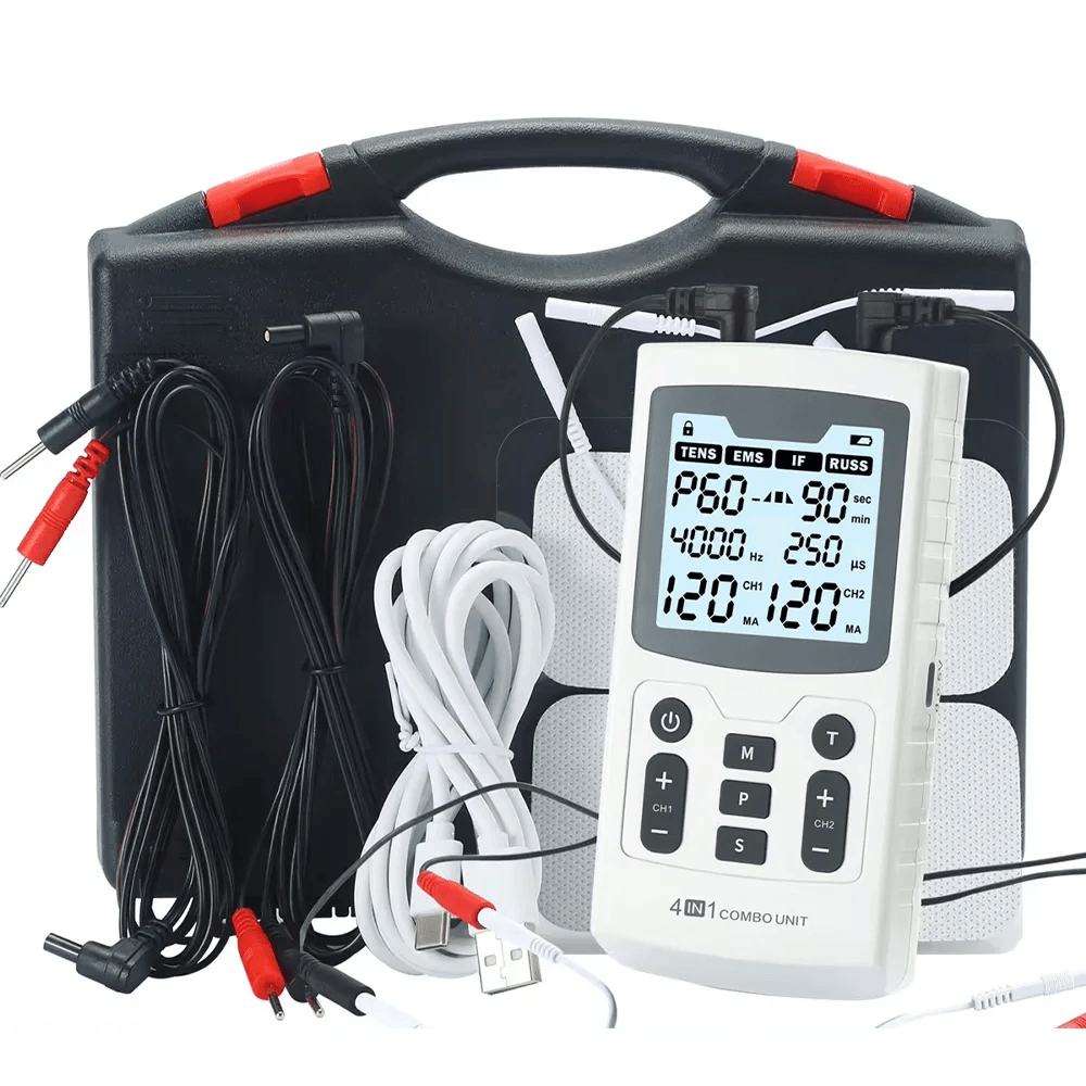 4 in 1 Electric Muscle Stimulator with EMS TENS IFT and RUSS Modes for Pain Relief and Recovery