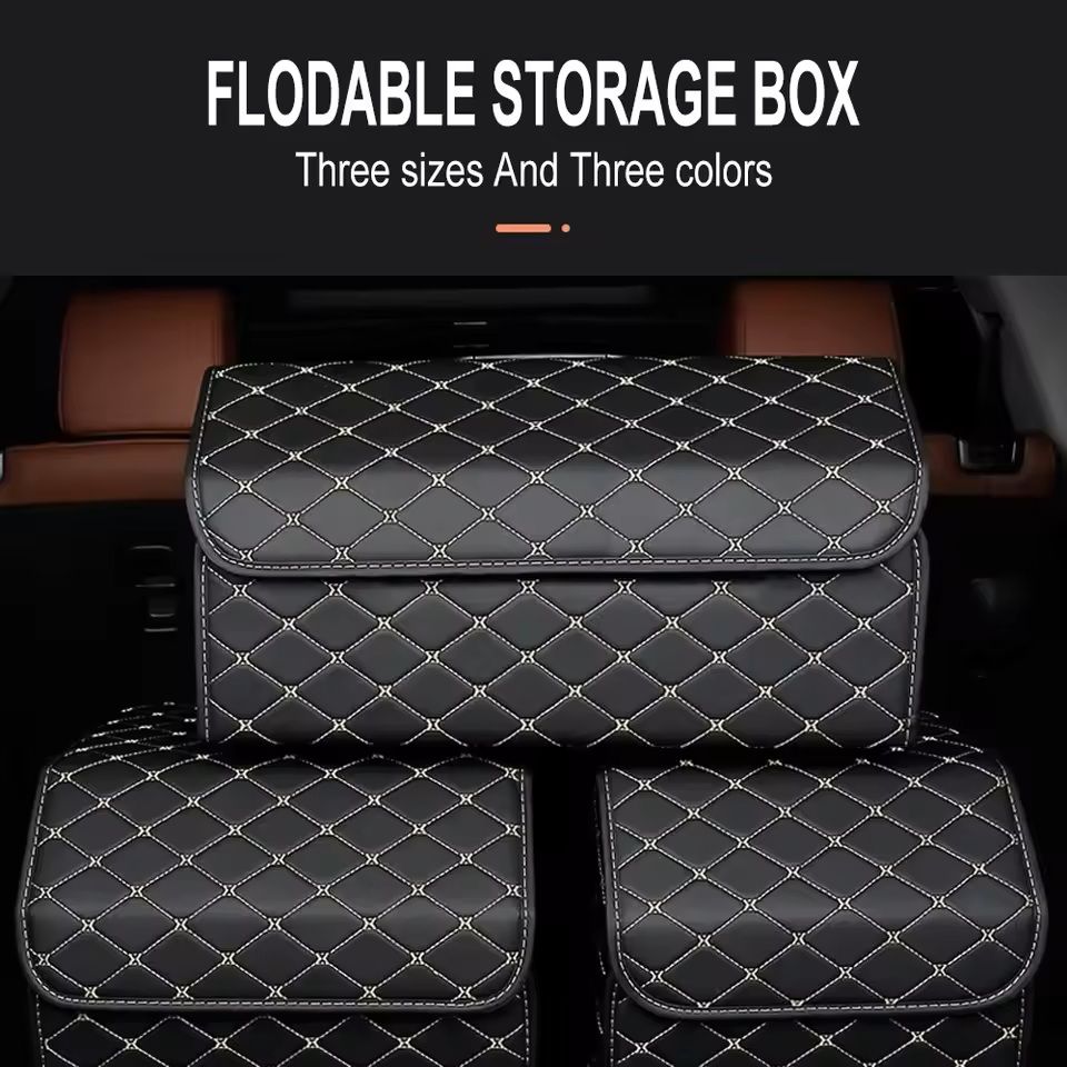 Leather Car Trunk Organizer Large Folding Storage Box