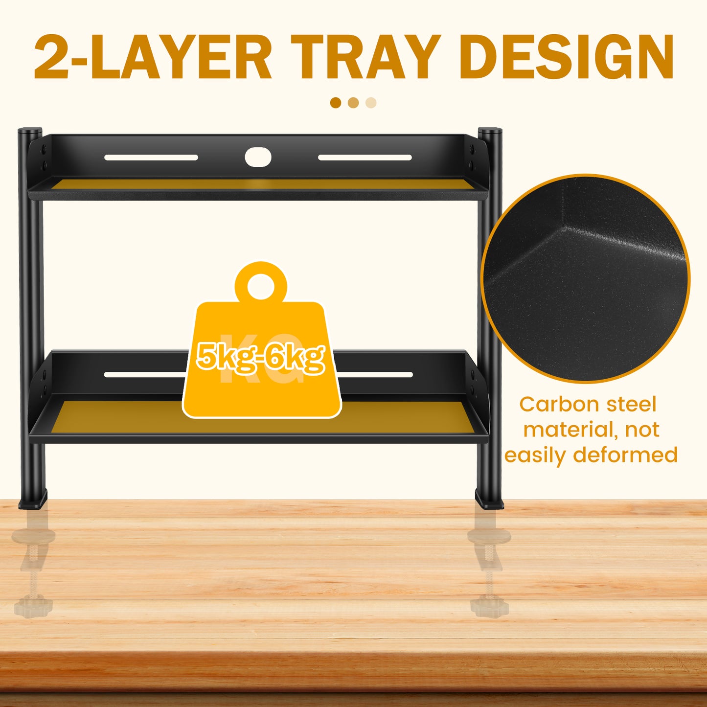 Clampon Desk Shelf No Drill Desk Organizer Rack Space Saving Adjustable Metal Computer Desktop Clam 4