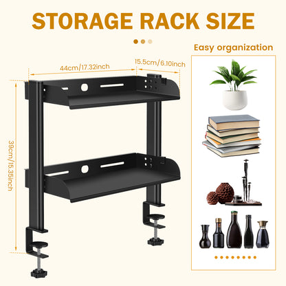 Clampon Desk Shelf No Drill Desk Organizer Rack Space Saving Adjustable Metal Computer Desktop Clam 5