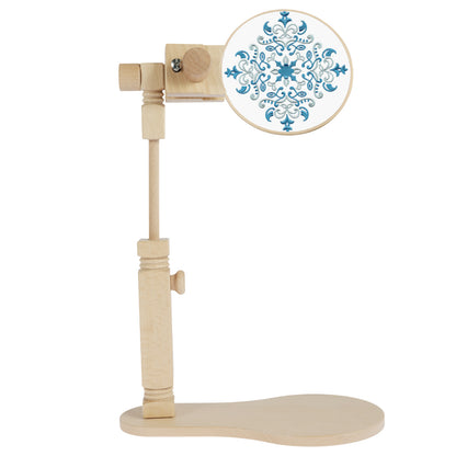 Adjustable Wooden Embroidery Stand with 360° Rotating Hoop, Hands-Free Cross Stitch Holder for Beech Wood Crafting