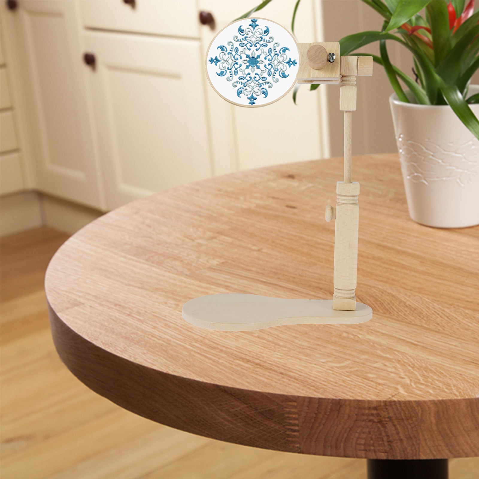 Adjustable Wooden Embroidery Stand With 360 Rotating Hoop HandsFree Cross Stitch Holder For Beech W 1