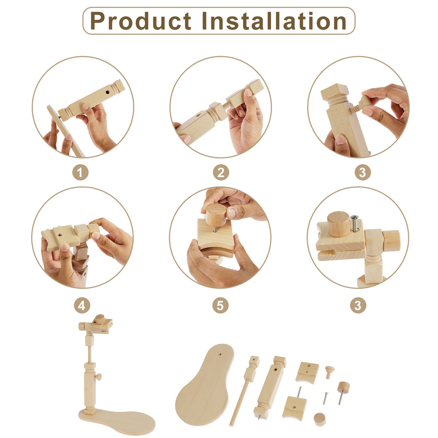 Adjustable Wooden Embroidery Stand With 360 Rotating Hoop HandsFree Cross Stitch Holder For Beech W 3