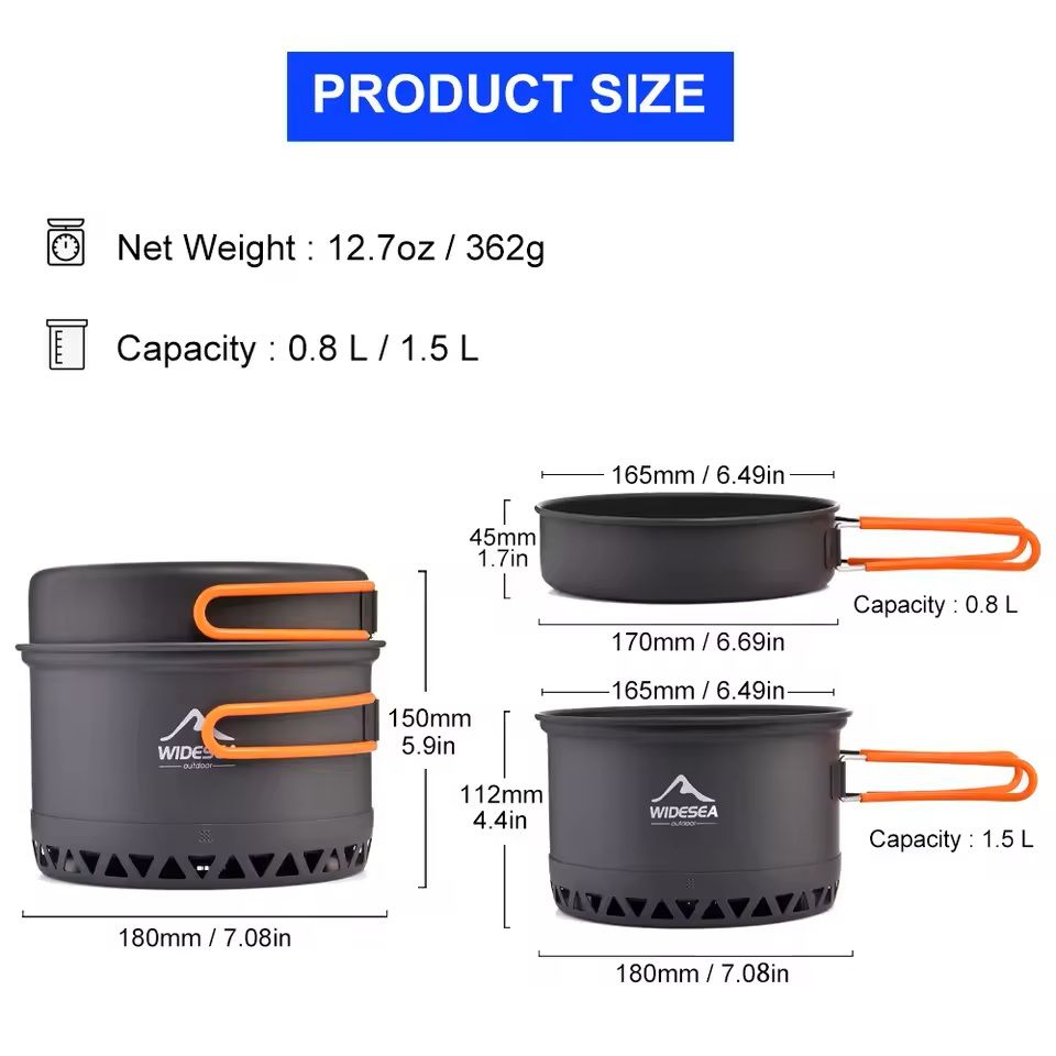 Camping Cookware Set Outdoor Pot Kettle Tableware Kit 2