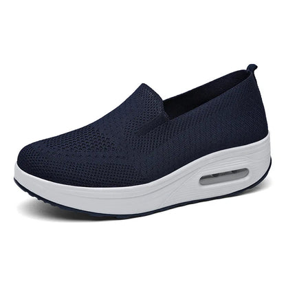 Spring Autumn Women's Swing Shoes Mesh Loafers, Flat Platform Female Shoe Wedges, Wide Width Height Increasing Ladies