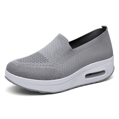 Spring Autumn Women's Swing Shoes Mesh Loafers, Flat Platform Female Shoe Wedges, Wide Width Height Increasing Ladies