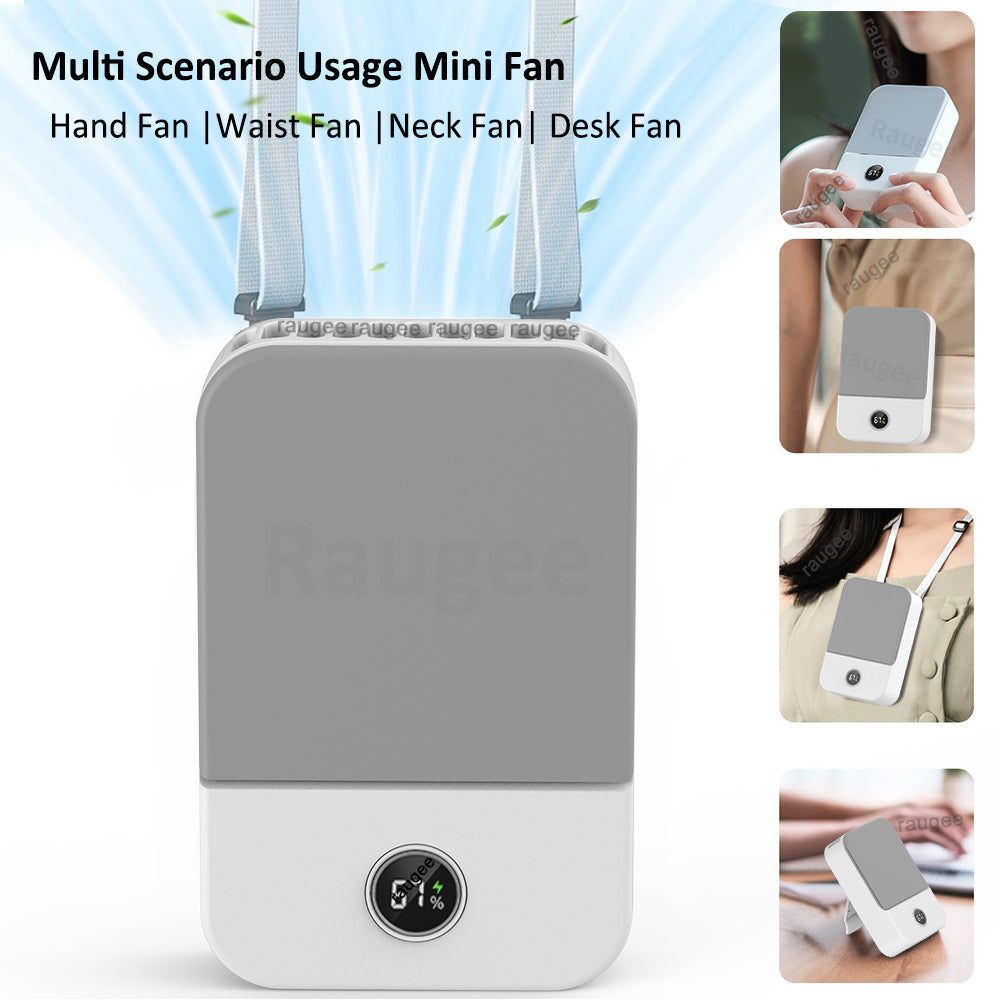 Mini USB Rechargeable Waist Clip Fan, Portable Hanging Neck Fan for Outdoor Work, Travel, and Personal Cooling