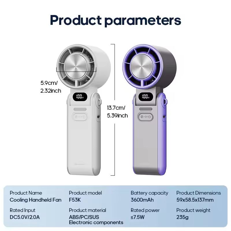 Portable Handheld Fan Rechargeable Mini Cooling Turbo Fan 5