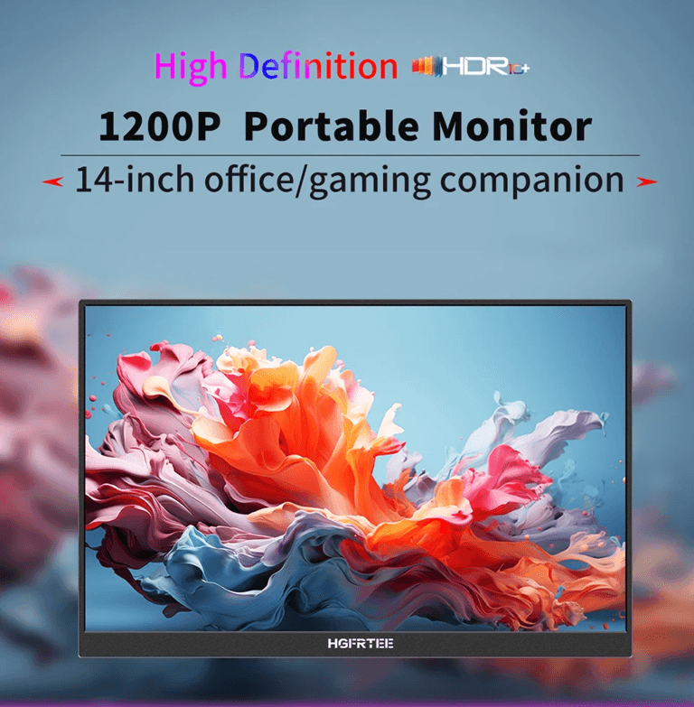 HGFRTEE 141 Inch Portable IPS Monitor with Stand for Laptop Gaming and Raspberry Pi
