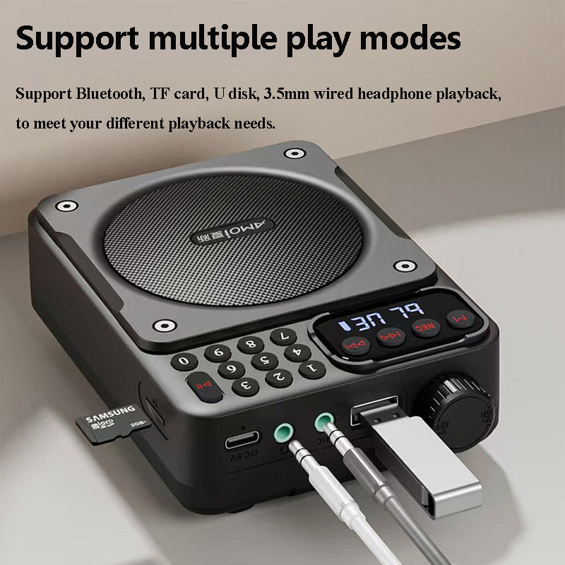 Mini Digital FM Radio HD Display Bluetooth Speaker Portable Voice Amplifier with USB TF Card Slot & Removable Battery