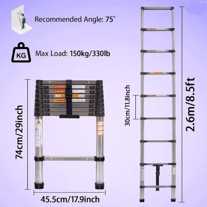 Heavy Duty Telescopic Loft Ladder 26M To 5M Multipurpose Folding Ladder For Home And Work 1