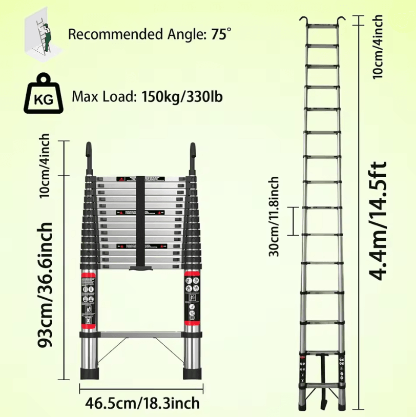 Heavy Duty Telescopic Loft Ladder 26M To 5M Multipurpose Folding Ladder For Home And Work 3