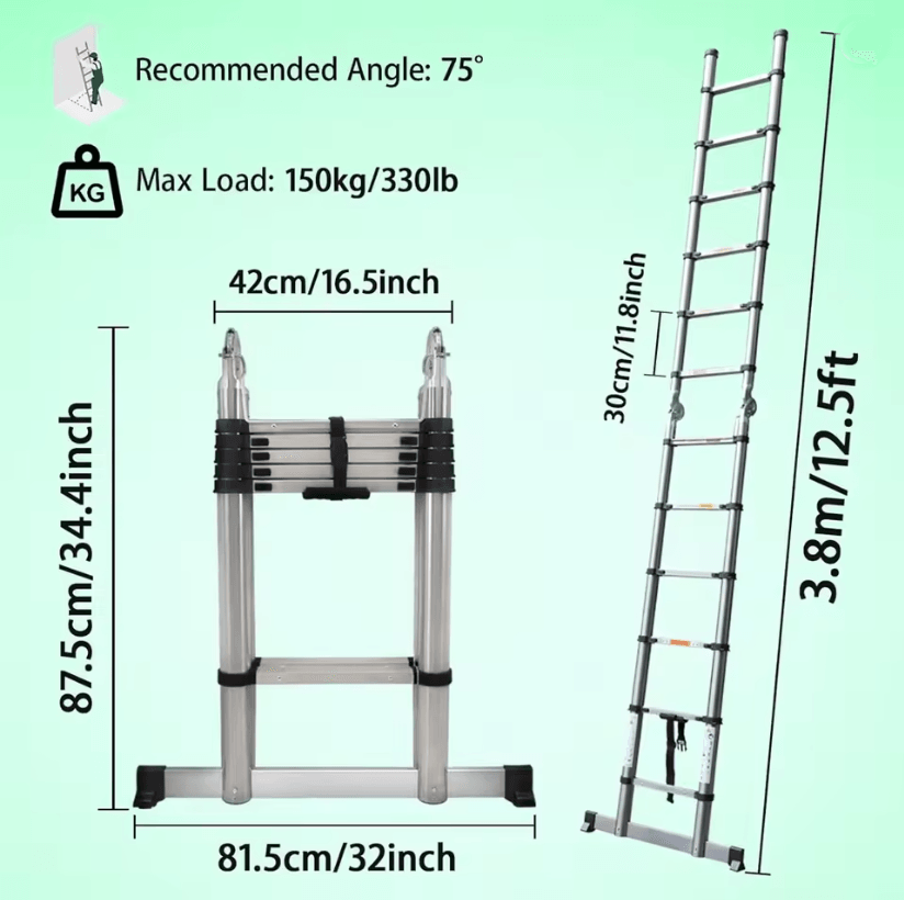 Heavy Duty Telescopic Loft Ladder 26M To 5M Multipurpose Folding Ladder For Home And Work 6