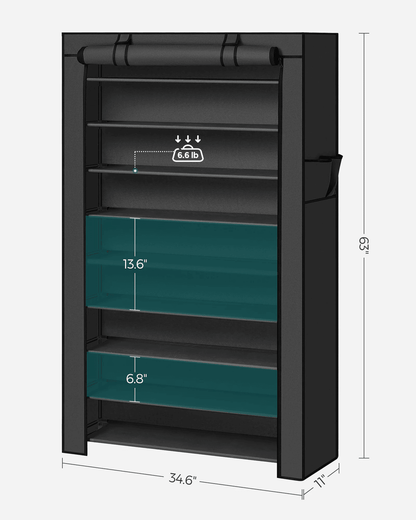 Songmics 9 Tier Shoe Rack With Dustproof Cover For Entryway Shoe Storage And Organization 3