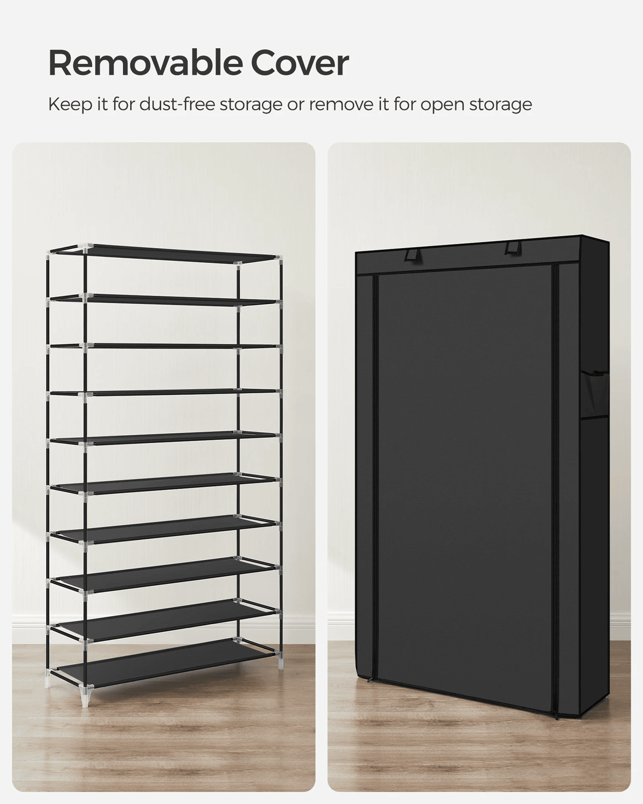 Songmics 9 Tier Shoe Rack With Dustproof Cover For Entryway Shoe Storage And Organization 4