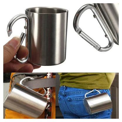 Outdoor Mountaineering Button Water Cup, Portable Stainless Steel Travel Mug for Camping, Hiking & Sports