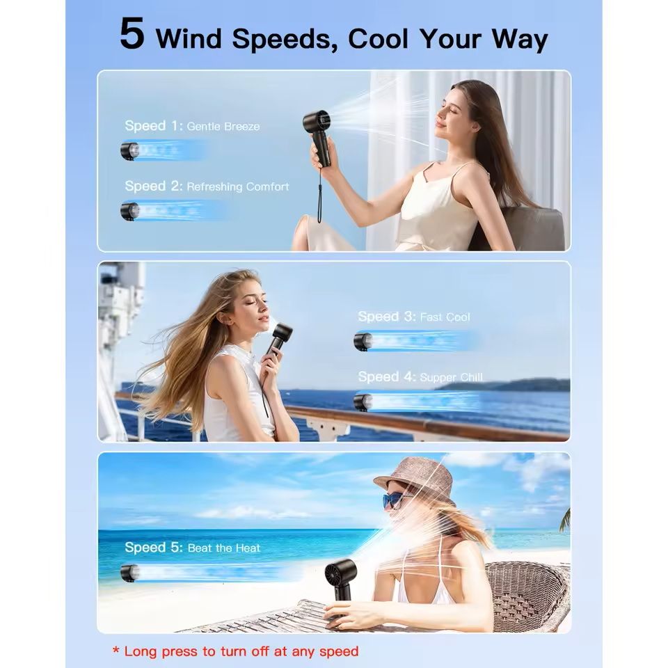 Portable Handheld Mini Fan Rechargeable Turbo Fan With LED Display 1