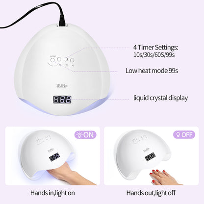 UV LED Nail Lamp for Gel Polish, Professional Salon Dryer with 4 Timer Settings, Auto Sensor & LCD Screen