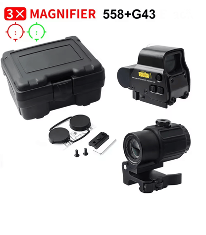 Tactical 558 Red Dot Holographic Sight With G43 Magnifier And Quick Detach Mount For Hunting And Ai 2