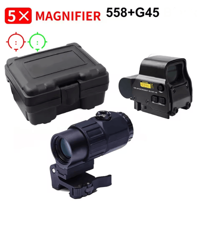 Tactical 558 Red Dot Holographic Sight With G43 Magnifier And Quick Detach Mount For Hunting And Ai 3