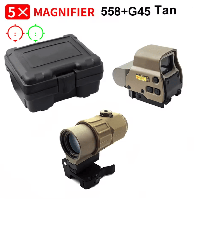 Tactical 558 Red Dot Holographic Sight With G43 Magnifier And Quick Detach Mount For Hunting And Ai 6