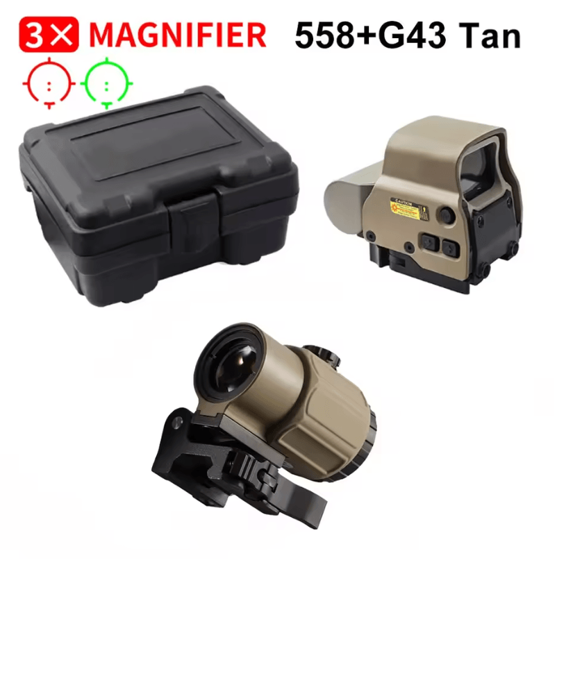 Tactical 558 Red Dot Holographic Sight With G43 Magnifier And Quick Detach Mount For Hunting And Ai 7