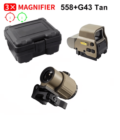 Tactical 558 Red Dot Holographic Sight With G43 Magnifier And Quick Detach Mount For Hunting And Ai 7