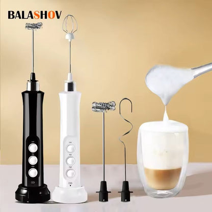 3 in 1 Rechargeable Milk Frother Handheld Coffee Foam Maker