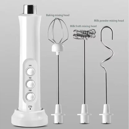 3 In 1 Rechargeable Milk Frother Handheld Coffee Foam Maker 2