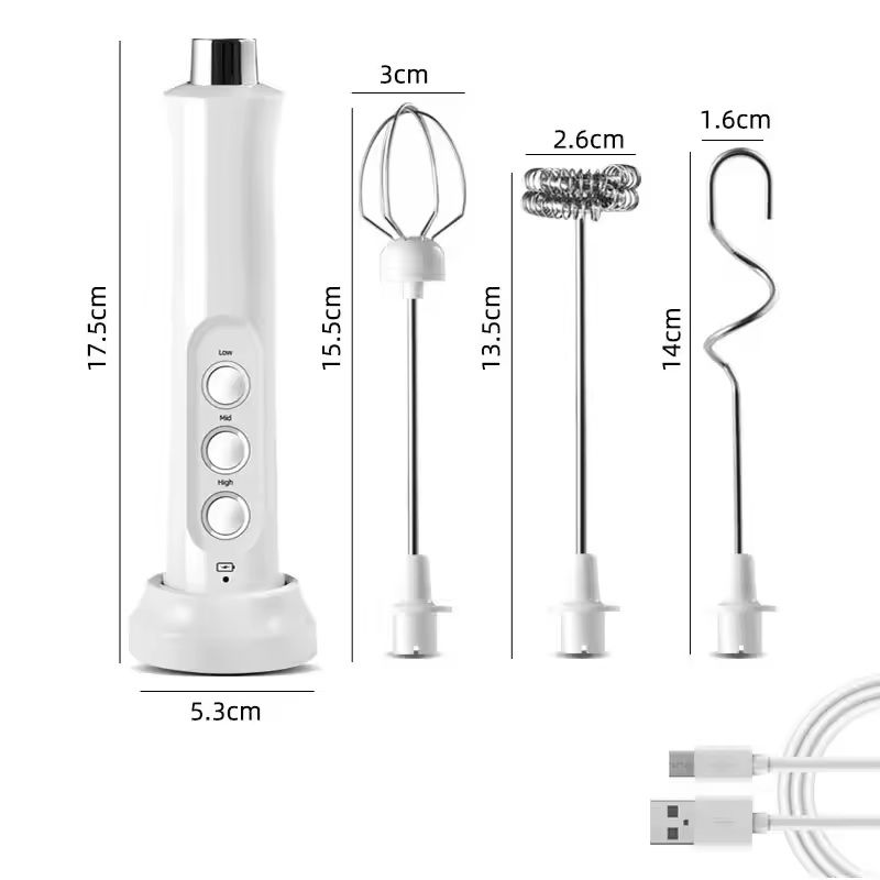 3 In 1 Rechargeable Milk Frother Handheld Coffee Foam Maker 5