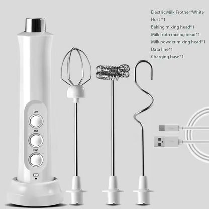 3 In 1 Rechargeable Milk Frother Handheld Coffee Foam Maker 6