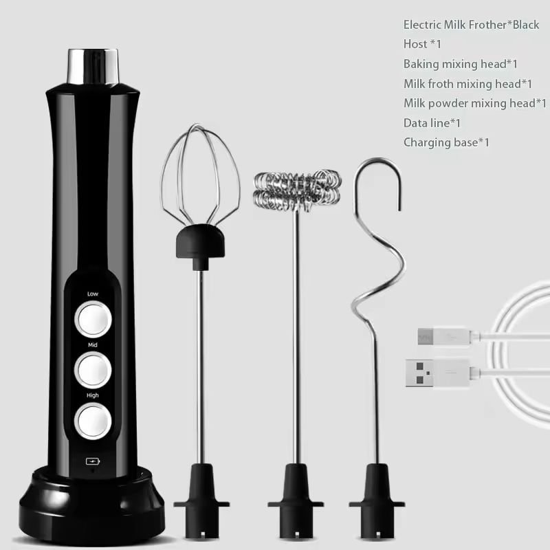 3 In 1 Rechargeable Milk Frother Handheld Coffee Foam Maker 7