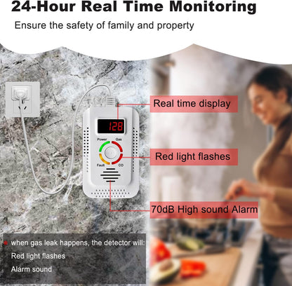 2 In1 CO And Natural Gas Leak Detector Alarm Carbon Monoxide  Combustible Gas Monitor For Methane L 5