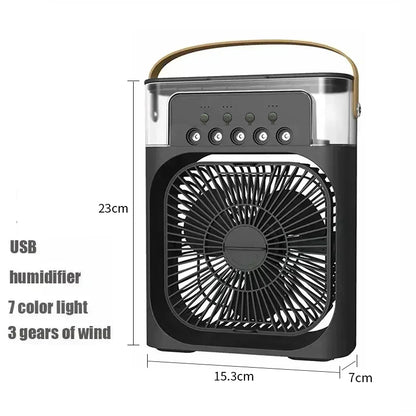 Portable 3-in-1 Household Air Cooler Fan with LED Night Light, USB Mini Air Conditioner & Humidifier for Home, Office
