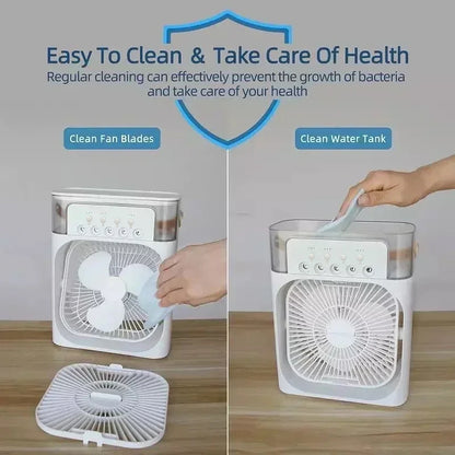 Portable 3-in-1 Household Air Cooler Fan with LED Night Light, USB Mini Air Conditioner & Humidifier for Home, Office