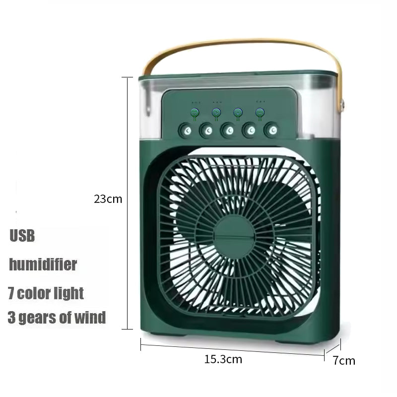 Portable 3-in-1 Household Air Cooler Fan with LED Night Light, USB Mini Air Conditioner & Humidifier for Home, Office
