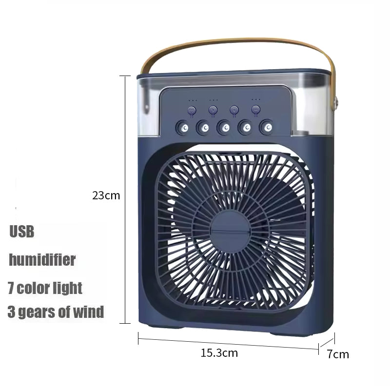 Portable 3-in-1 Household Air Cooler Fan with LED Night Light, USB Mini Air Conditioner & Humidifier for Home, Office