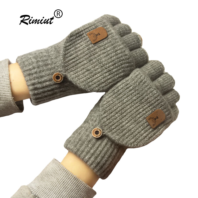 Winter Knitted Fingerless Gloves for Men & Women Thicken Warm Half Finger Touchscreen Student Gloves for Typing, Driving