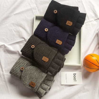 Winter Knitted Fingerless Gloves for Men & Women Thicken Warm Half Finger Touchscreen Student Gloves for Typing, Driving