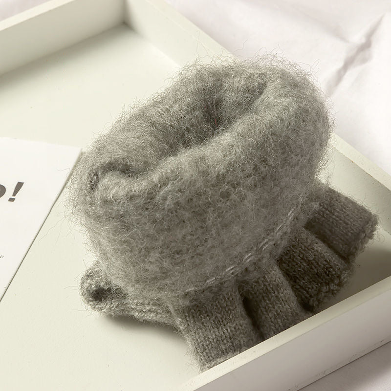 Winter Knitted Fingerless Gloves for Men & Women Thicken Warm Half Finger Touchscreen Student Gloves for Typing, Driving